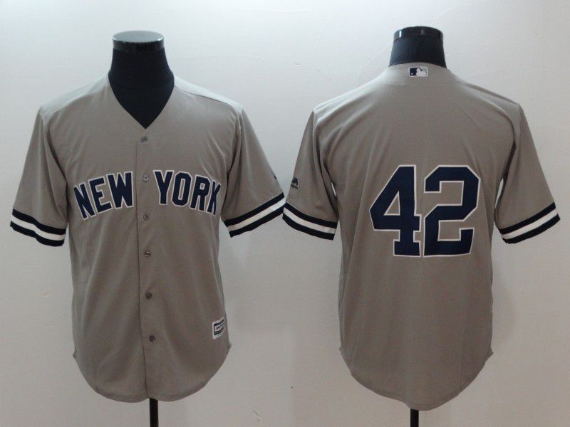 Men New York Yankees #42 Rivera Grey Game MLB Jerseys->new york yankees->MLB Jersey